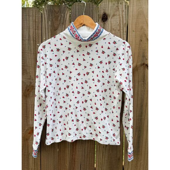 Vintage Floral Mock Neck Long Sleeve Top - Cottagecore - Countryside Classics - Picture 1 of 4